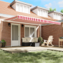 Toldo Retráctil Manual Rayas Rojas y Blancas 450x350 cm by , Awnings - Ref: Foro24-3331097, Price: 395,50 €, Discount: %