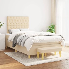 Cama box spring con colchón tela color crema 120x200 cm en Camas y somieres | Comprar online en Foro24