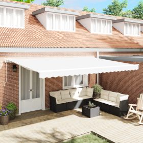 Toldo retráctil automático Blanco 500x300 cm