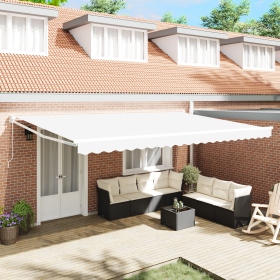 Toldo Retráctil Manual Blanco 500x300 cm, Tela de