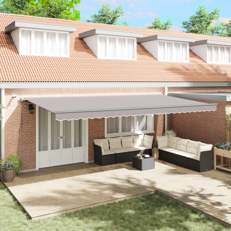 Toldo Retráctil Automático  con LED Gris Claro 600x300 cm, Tela de reemplazo para Toldo  de 6x3 m Gris Claro | Foro24.es | Tu tienda online para hogar, jardín y más Foro24.es