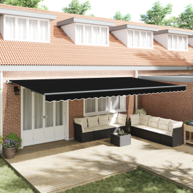 Toldo Retráctil Manual Negro 600x350 cm