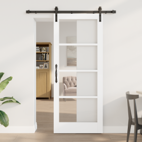 Puerta deslizante con kit de herrajes 'ORKDAL'Blanca 83x202 cm, Puerta interior con cristal 'ORKDAL'Blanca 83x202x4 cm de , P...