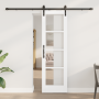 Puerta Corredera con Juego de Accesorios 'ORKDAL'Blanca 61x198.5 cm, Puerta Interior con Cristal 'ORKDAL'Blanca 61x198.5x4 cm...