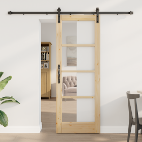 Puerta corrediza con juego de hardware