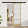 Puerta Deslizante con Herrajes 'ORKDAL'73.5x211 cm, Puerta Interior con Cristal 'ORKDAL'73.5x211x4 cm de Madera de Pino Maciz...