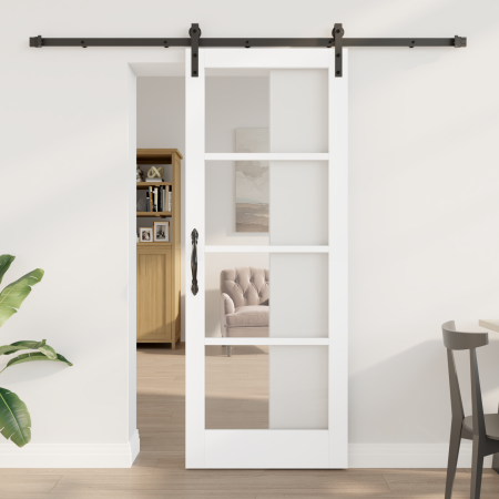 Puerta Deslizante con Juego de Herrajes 'ORKDAL'Blanca 78x202 cm, Puerta Interior con Vidrio 'ORKDAL'Blanca 78x202x4 cm by , ...