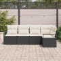 Conjunto de sofá de jardín 5 pcs Negro Poliratán