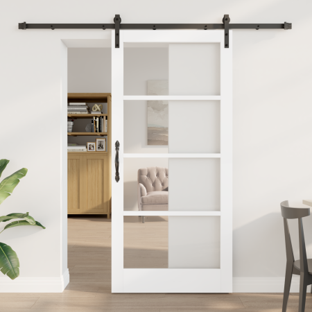 Puerta Deslizante con juego de herrajes 'ORKDAL'Blanca 93x202 cm, Puerta Interior con vidrio 'ORKDAL'Blanca 93x202x4 cm by , ...