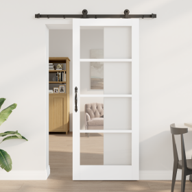 Puerta Deslizante con Juego de Herrajes 'ORKDAL'Blanca 83x202 cm, Puerta Interior con Cristal 'ORKDAL'Blanca 83x202x4 cm von ...