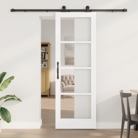 Puerta Deslizante con Juego de Herrajes 'ORKDAL'Blanca 73.5x211 cm, Puerta Interior con Cristal 'ORKDAL'Blanca 73.5x211x4 cm ...