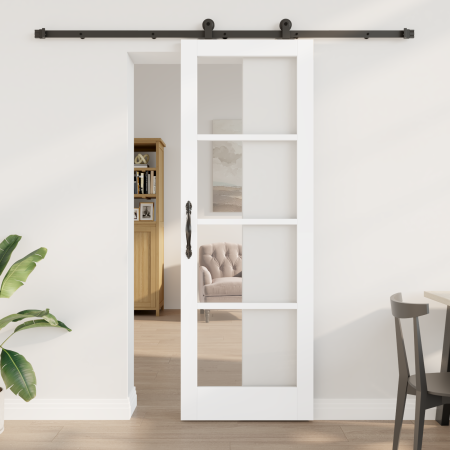 Puerta Deslizante con Juego de Herrajes 'ORKDAL'Blanca 73.5x211 cm, Puerta Interior con Cristal 'ORKDAL'Blanca 73.5x211x4 cm ...