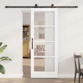 Puerta Corredera con Juego de Herrajes 'ORKDAL'Blanca 78x202 cm, Puerta Interior con Vidrio 'ORKDAL'Blanca 78x202x4 cm by , D...