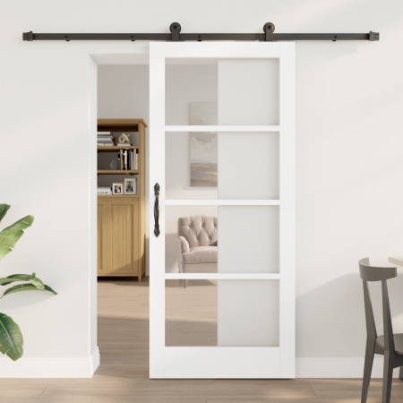 Puerta Deslizante con set de hardware 'ORKDAL'Blanca 86x198.5 cm, Puerta Interior con vidrio 'ORKDAL'Blanca 86x198.5x4 cm von...