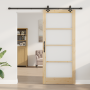Puerta Deslizante con Herrajes 93x211 cm de Madera de Pino, Puerta Interior con Vidrio 'ORKDAL'93x211x4 cm de Madera de Pino ...