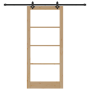 Puerta Deslizante con Herrajes 93x211 cm de Madera de Pino, Puerta Interior con Vidrio 'ORKDAL'93x211x4 cm de Madera de Pino ...