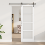 Puerta Corredera con Juego de Hardware 'ORKDAL'Blanca 73.5x211 cm, Puerta de Interior con Cristal 'ORKDAL'Blanca 73.5x211x4 c...