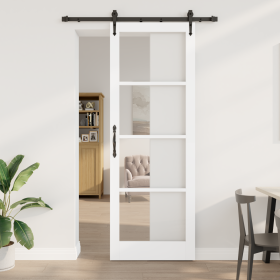 Puerta deslizante con juego de accesorios 'ORKDAL'blanca 83x232 cm, Puerta interior con vidrio 'ORKDAL'blanca 83x232x4 cm de ...