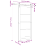 Puerta corrediza con hardware 'ORKDAL'86x198.5 cm, Puerta interior con vidrio 'ORKDAL'86x198.5x4 cm de madera maciza de pino ...