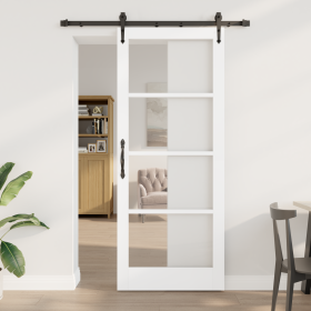 Puerta Deslizante con Juego de Herrajes 'ORKDAL'Blanca 86x211 cm, Puerta Interior con Cristal 'ORKDAL'Blanca 86x211x4 cm von ...