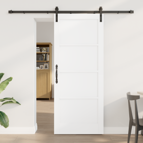 Puerta Corrediza con Juego de Hardware Blanca 83x202 cm Madera Sólida de Pino de , Puertas para el hogar - Ref: Foro24-333330...