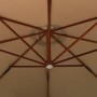Sombrilla colgante con poste de madera taupe 350 cm