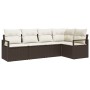 Conjunto de sofá de jardín 5 pcs Marrón Poliratán