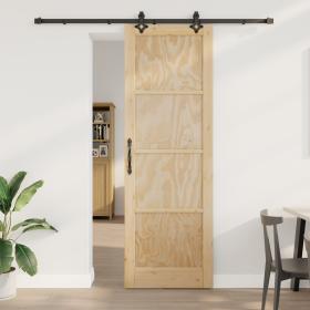 Puerta Deslizante con Hardware 'ORKDAL'de Madera Sólida de Pino, Puerta Interior 'ORKDAL'78x232x4 cm de Madera Sólida de Pino...
