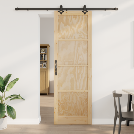 Puerta Deslizante con Hardware 'ORKDAL'de Madera Sólida de Pino, Puerta Interior 'ORKDAL'78x232x4 cm de Madera Sólida de Pino...