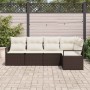 Conjunto de sofá de jardín 5 pcs Marrón Poliratán