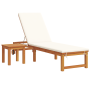 Tumbona con Mesa y Cojín de Madera Sólida de Acacia | Foro24.es | Tu tienda online para hogar, jardín y más Foro24.es