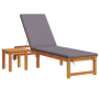 Tumbona con mesa y cojín de Acacia maciza von , Liegen - Ref: Foro24-3333833, Preis: 215,07 €, Rabatt: %
