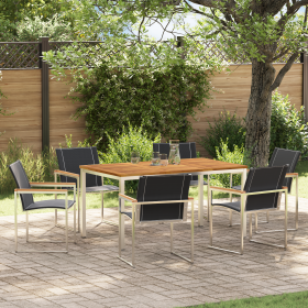 Conjunto de comedor de jardín de 7 piezas de madera sólida de acacia by , Garden tables - Ref: Foro24-3334816, Price: 717,76 ...