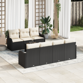 Conjunto de Sofá de Jardín de 8 Piezas con Cojines de Ratán Polímero Negro by , Outdoor sofas - Ref: Foro24-3345607, Price: 5...