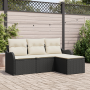 Conjunto de Sofá de Jardín de 4 Piezas con Cojines de Rattan Polímero Negro von , Outdoor-Sofas - Ref: Foro24-3345647, Preis:...