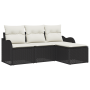 Conjunto de Sofá de Jardín de 4 Piezas con Cojines de Rattan Polímero Negro von , Outdoor-Sofas - Ref: Foro24-3345647, Preis:...