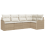 Conjunto de Sofá de Jardín de 5 Piezas con Cojines en Ratán Poliéster Beige by , Outdoor sofas - Ref: Foro24-3345701, Price: ...