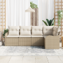 Conjunto de Sofá de Jardín de 5 Piezas con Cojines en Ratán Poliéster Beige by , Outdoor sofas - Ref: Foro24-3345701, Price: ...