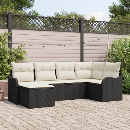 Juego de sofá de jardín de 6 piezas con cojines de ratán sintético negro by , Outdoor sofas - Ref: Foro24-3345767, Price: 372...