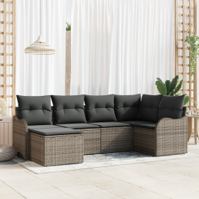 Conjunto de Sofá de Jardín de 6 Piezas con Cojines Grises Ratán Sintético by , Outdoor sofas - Ref: Foro24-3345769, Price: 38...