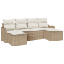 Juego de Sofá de Jardín de 6 Piezas con Cojines Beige de Ratán Poliéster von , Outdoor-Sofas - Ref: Foro24-3345811, Preis: 36...