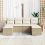 Juego de Sofá de Jardín de 6 Piezas con Cojines Beige de Ratán Poliéster von , Outdoor-Sofas - Ref: Foro24-3345811, Preis: 36...