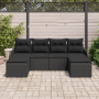 Juego de Sofá de Jardín de 6 Piezas con Cojines Negro Ratán Poliester by , Outdoor sofas - Ref: Foro24-3345813, Price: 354,51...