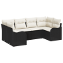 Conjunto de Sofá para Jardín de 6 Piezas con Cojines Ratán Poliéster Negro by , Outdoor sofas - Ref: Foro24-3345837, Price: 3...