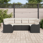 Conjunto de Sofá para Jardín de 6 Piezas con Cojines Ratán Poliéster Negro by , Outdoor sofas - Ref: Foro24-3345837, Price: 3...