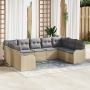 Juego de Sofá de Jardín de 9 Piezas con Cojines Beige Poliéster Ratán | Foro24.es | Tu tienda online para hogar, jardín y más Foro24.es