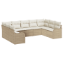 Conjunto de Sofá de Jardín de 9 Piezas con Cojines Beige Ratán Poliéster by , Outdoor sofas - Ref: Foro24-3345861, Price: 592...
