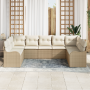 Conjunto de Sofá de Jardín de 9 Piezas con Cojines Beige Ratán Poliéster by , Outdoor sofas - Ref: Foro24-3345861, Price: 592...