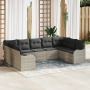 Juego de Sofá de Jardín Modular de 9 Piezas con Cojines Gris Claro de Ratán Poliéster | Foro24.es | Tu tienda online para hogar, jardín y más Foro24.es