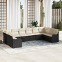 Juego de Sofá de Jardín de 10 Piezas con Cojines Ratán Poliéster Negro by , Outdoor sofas - Ref: Foro24-3345877, Price: 581,1...